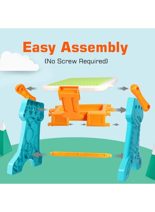 2-in-1 Kids Educational Table with Dual-Sided Drawing Board  Whiteboard and Chalkboard  Activity Table for Creativity, Learning Letters and Numbers Easy No-Screw Assembly  Suitable for Children Ages 3 and Up - Image 3